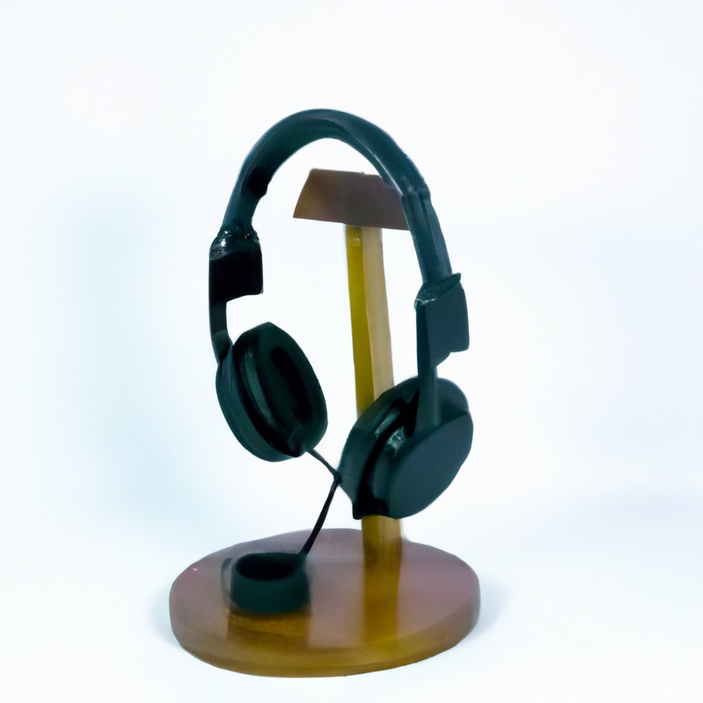 - organizer, headphones, desk accessories, wooden display, storage solution