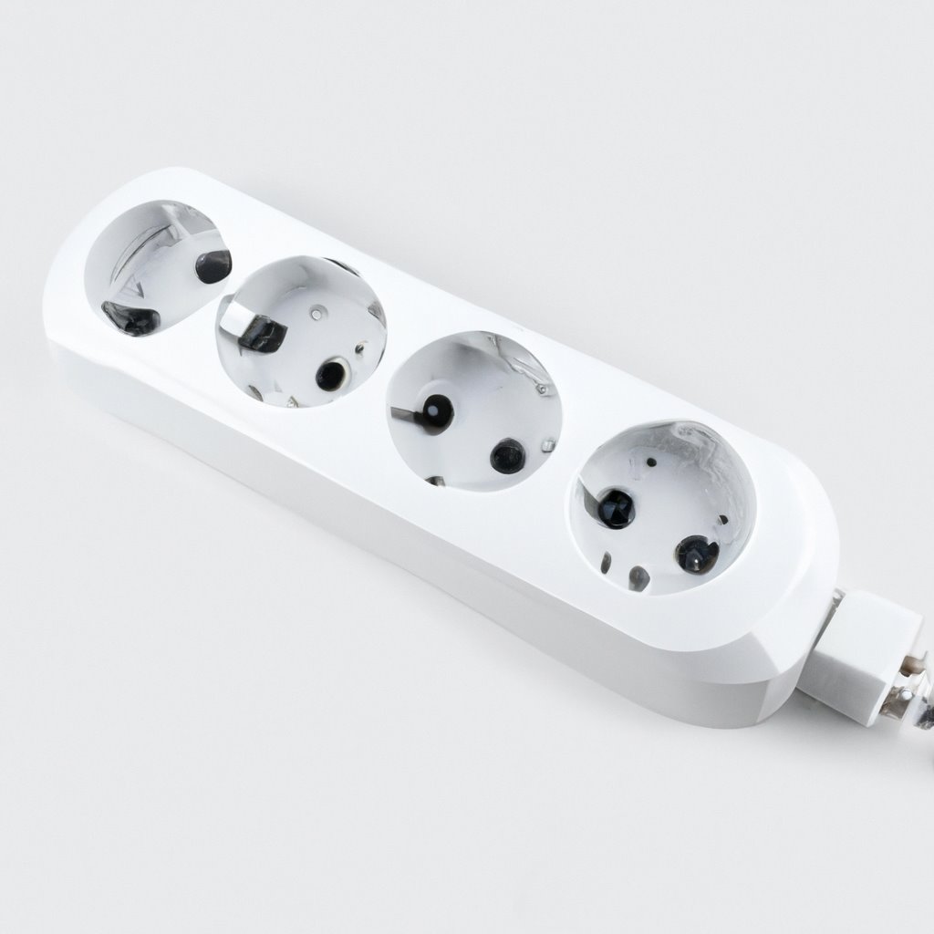 Extension Power Strip | Unplugged black power strip with multiple outlets and on/off switch. Compact design for easy portability. Ideal for home and office use.