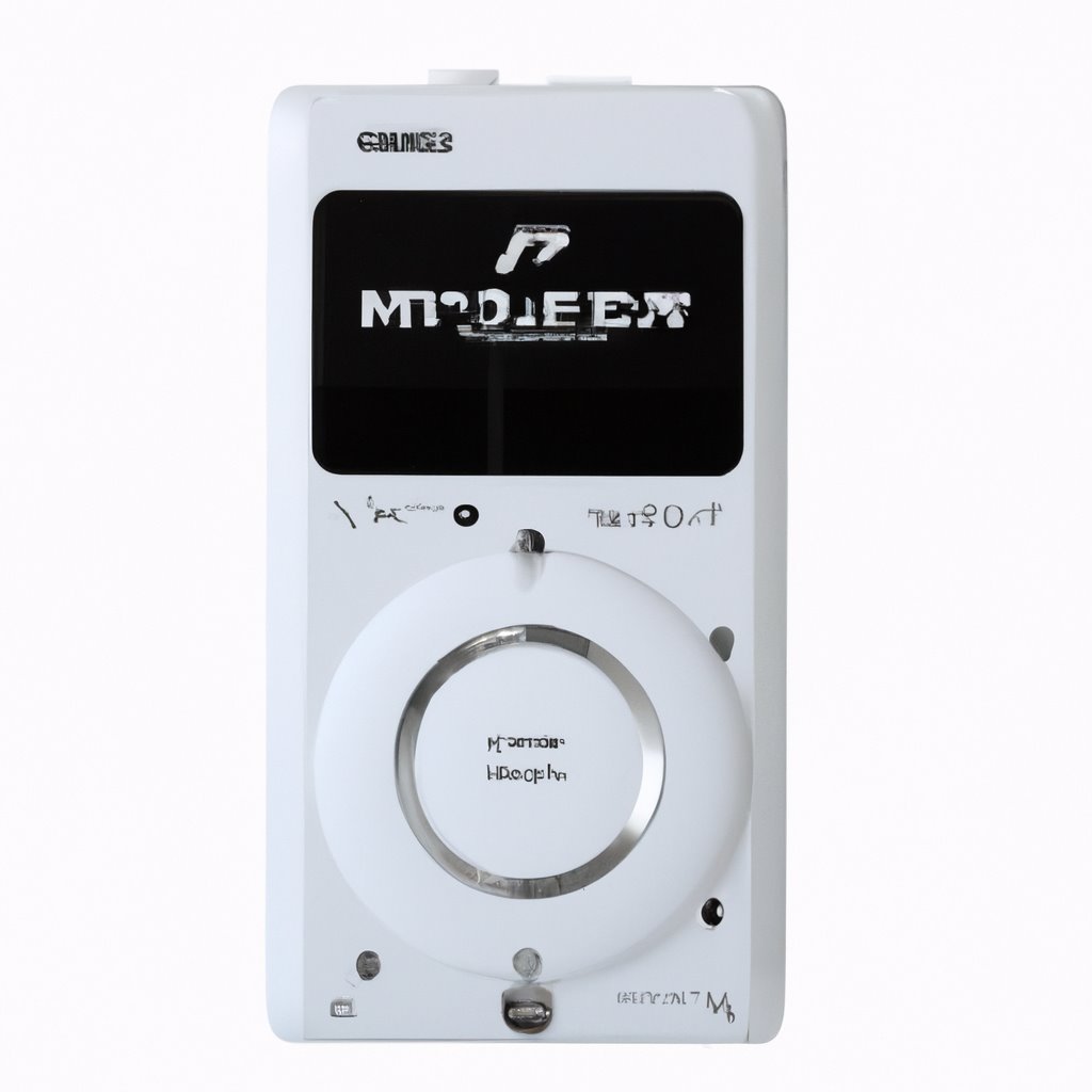 [Jensen Portable MP4 Player] A sleek black portable device for playing MP4 files on-the-go, with a small screen and intuitive controls. Perfect for entertainment on the move.